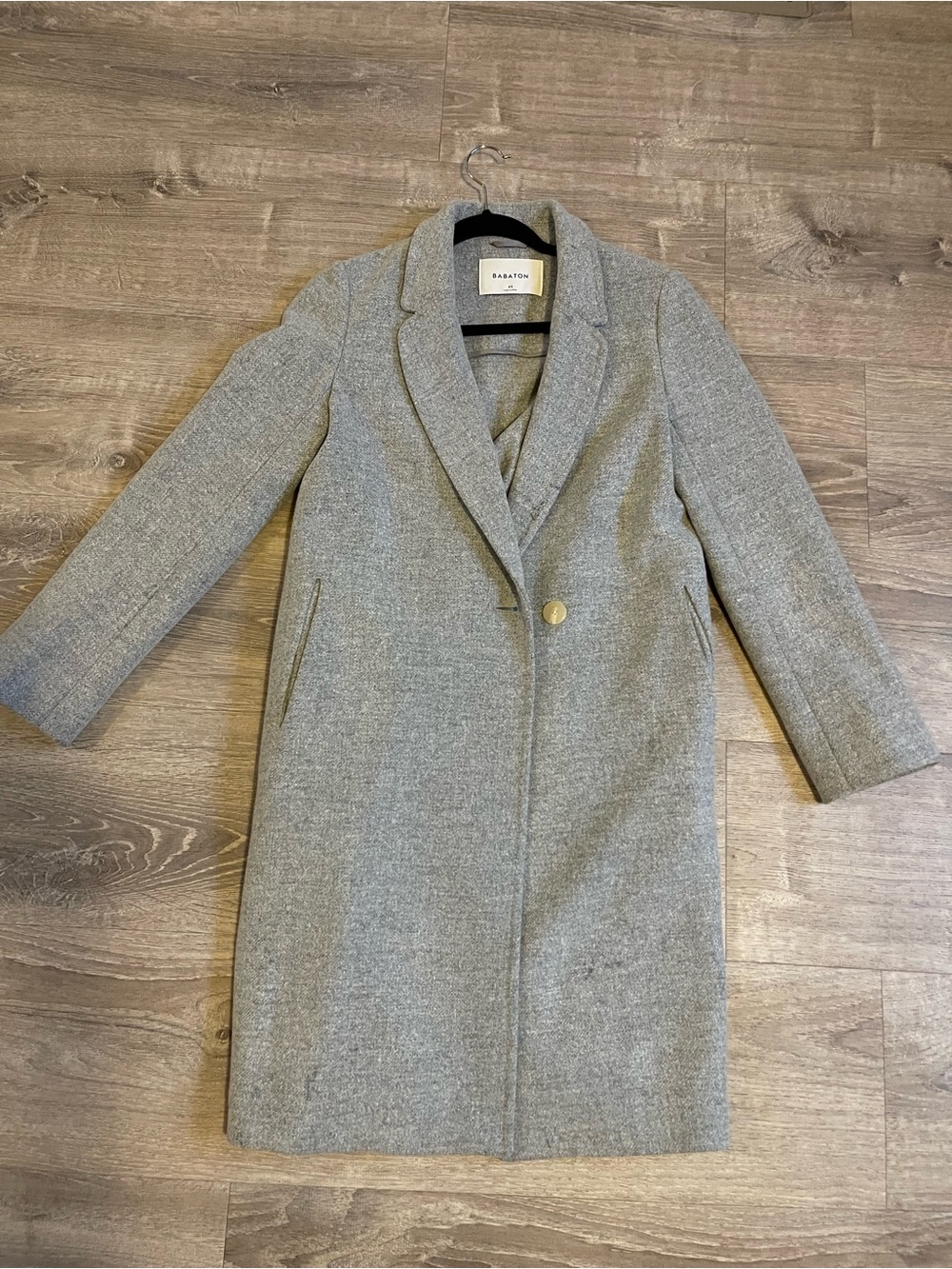 Babaton Gray cashmere Wool-Blend Single-Button Coat xs